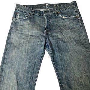 7 For All Mankind Jeans Mens Size 36 x 32 Blue Denim Austin Frayed Distressed
